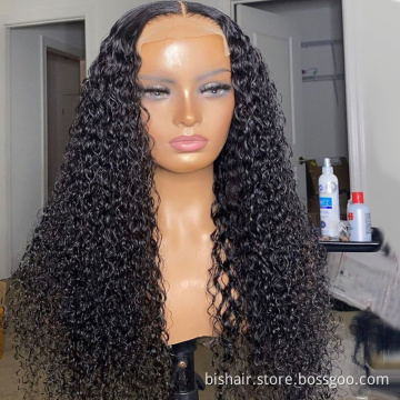 BIS Jerry Curly 4x4 Lace Front Wigs Deep Wave Brazilian Remy Pre Plucked 4x4 Closure 150% Density For Black Women Human hair wig